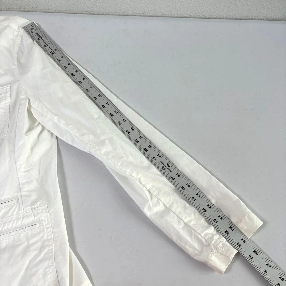 Michael Kors Utility Jacket Size 14 White Two-Button Zip Pockets Lightweight